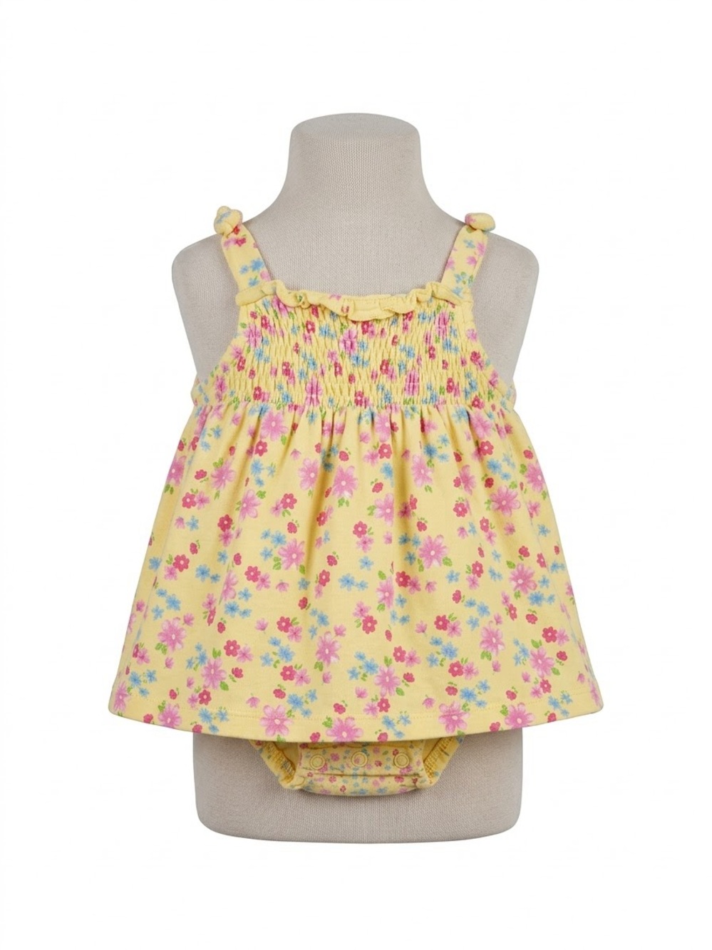 Vintage Yellow Floral Baby Dress and Bloomers